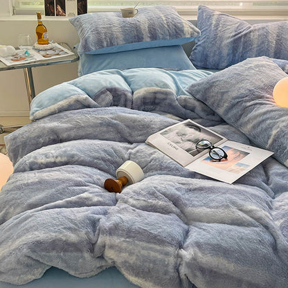 Floroux | Parure de Lit Fausse Fourrure Réversible | Luxe et Douceur