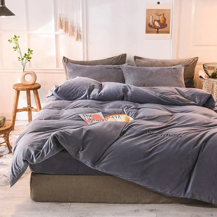 Floroux | Housse de Couette Microfibre Velours | Douce Toutes Saisons