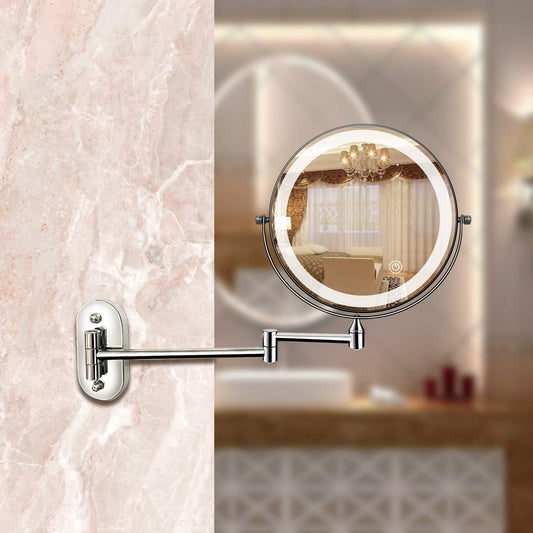 Floroux | Miroir de Maquillage LED Mural | Grossissant Rechargeable