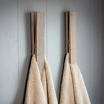 Floroux | Porte-Serviettes Pince en Bois | Fixation Adhésive