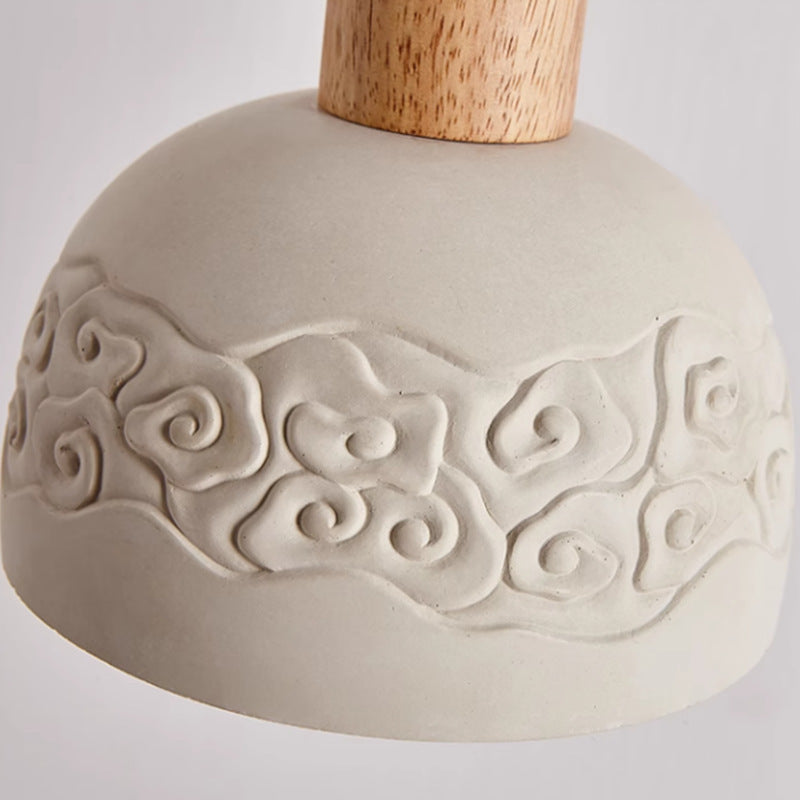 Floroux | Lampe Suspension Scandinave | Abat-jour en Ciment et Bois