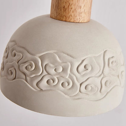 Floroux | Lampe Suspension Scandinave | Abat-jour en Ciment et Bois