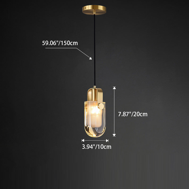 Floroux | Suspension Elliptique en Laiton | Design Moderne | Transparent, 1 lumière
