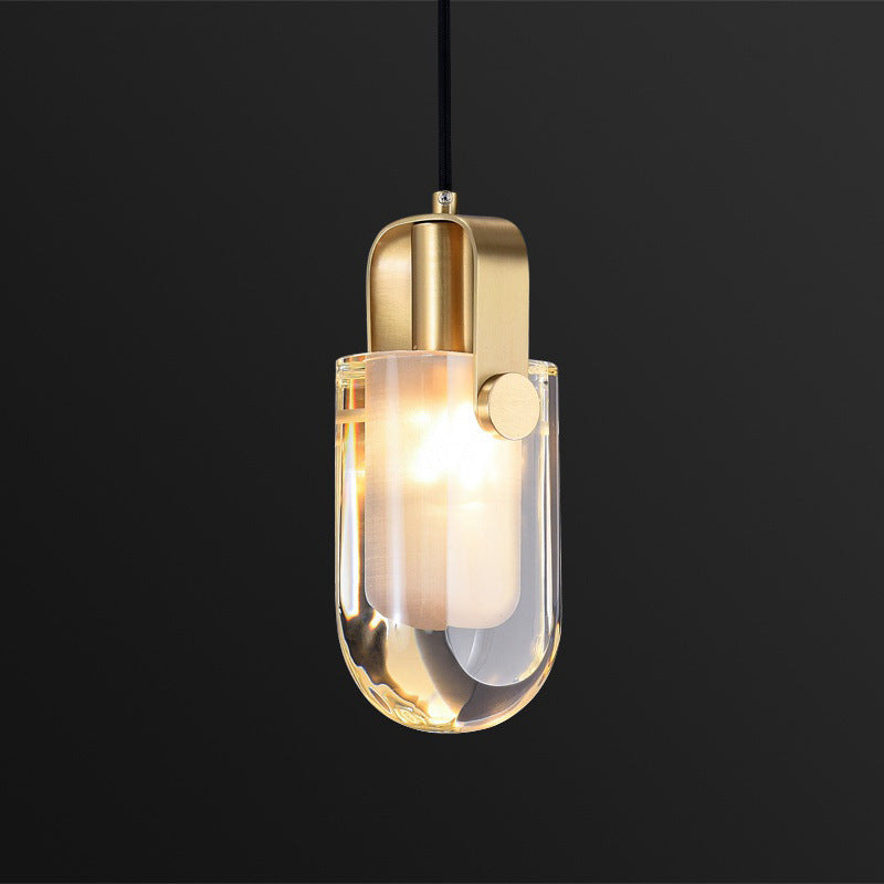 Floroux | Suspension Elliptique en Laiton | Design Moderne | Transparent, 1 lumière