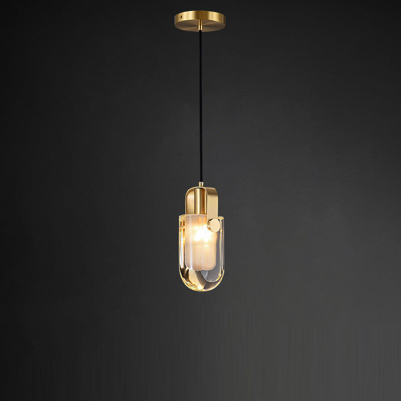 Floroux | Suspension Elliptique en Laiton | Design Moderne | Transparent, 1 lumière