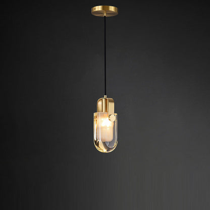 Floroux | Suspension Elliptique en Laiton | Design Moderne | Transparent, 1 lumière