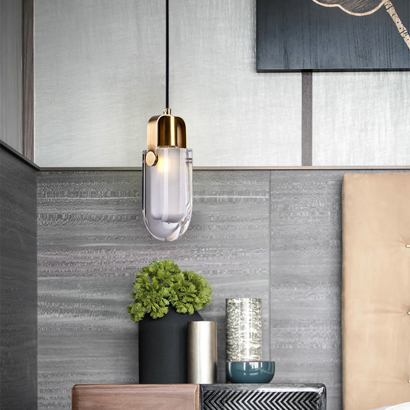 Floroux | Suspension Elliptique en Laiton | Design Moderne | Transparent, 1 lumière