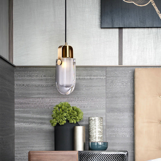 Floroux | Suspension Elliptique en Laiton | Design Moderne | Transparent, 1 lumière