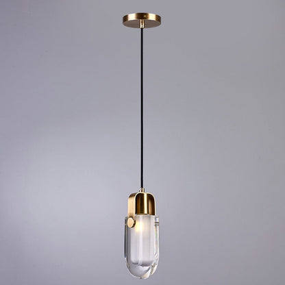 Floroux | Suspension Elliptique en Laiton | Design Moderne | Transparent, 1 lumière