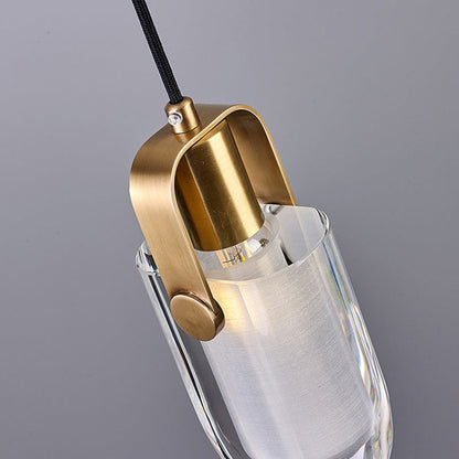 Floroux | Suspension Elliptique en Laiton | Design Moderne | Transparent, 1 lumière