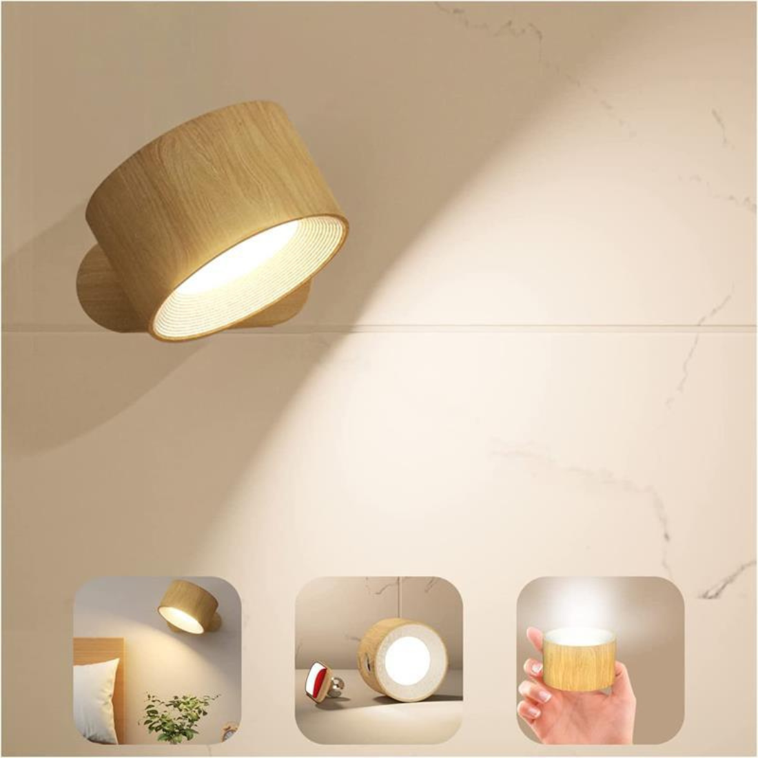 Floroux | Lampe Murale Sans Fil | Rotation 360° Rechargeable