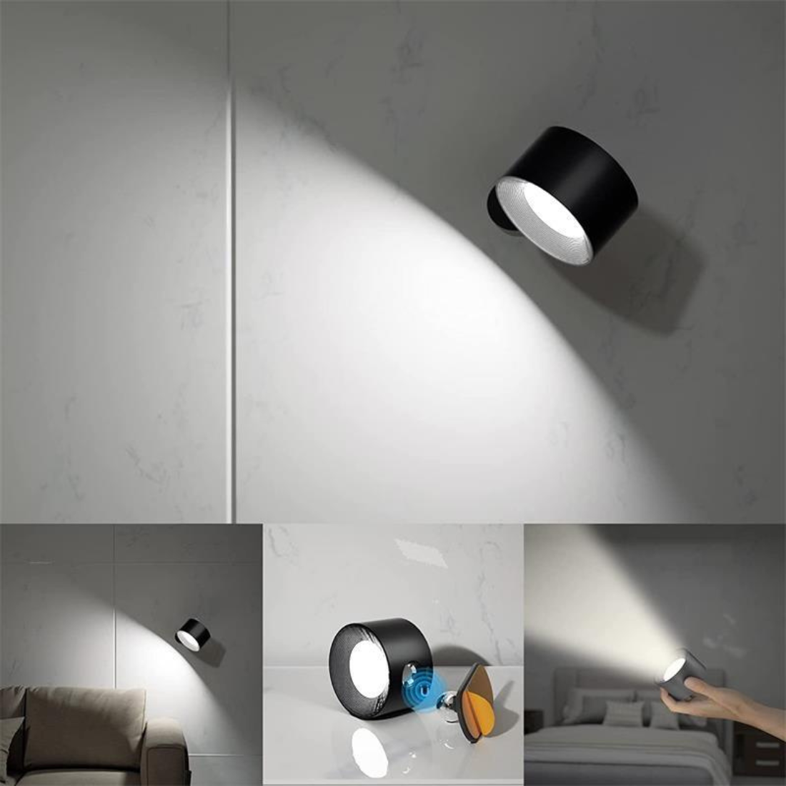 Floroux | Lampe Murale Sans Fil | Rotation 360° Rechargeable