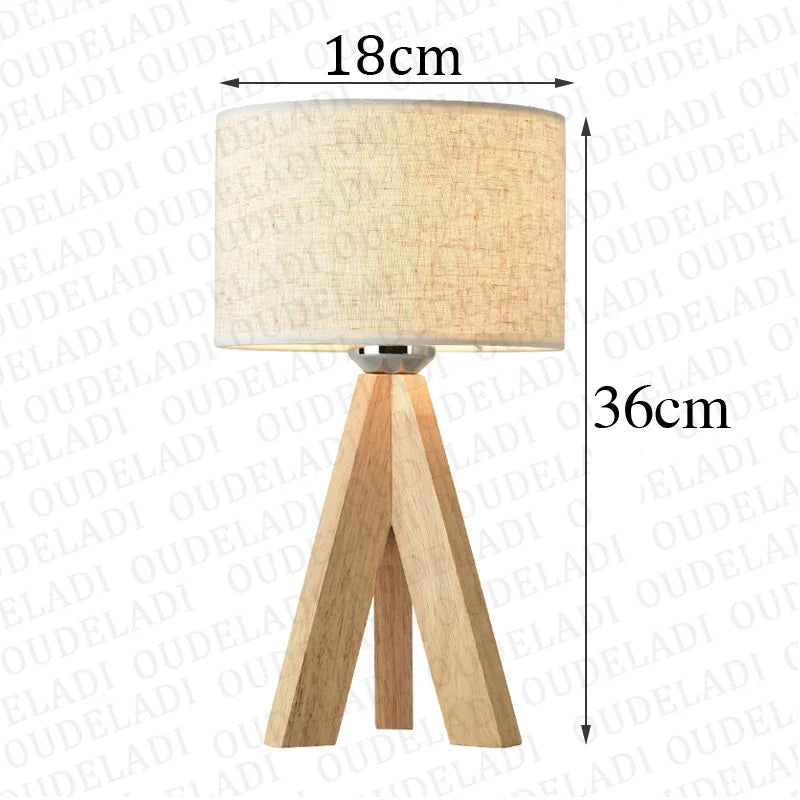 Floroux | Lampe de Table en Bois | Abat-jour Tissu Classique
