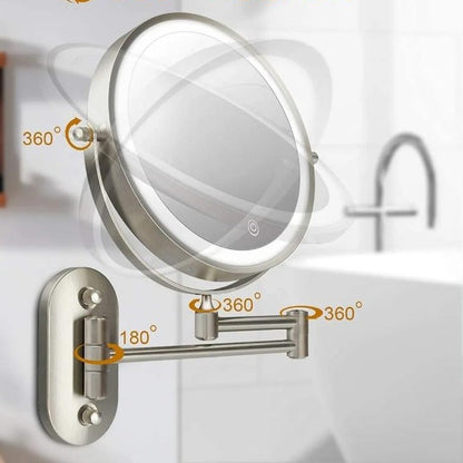 Floroux | Miroir de Maquillage LED Mural | Grossissant Rechargeable