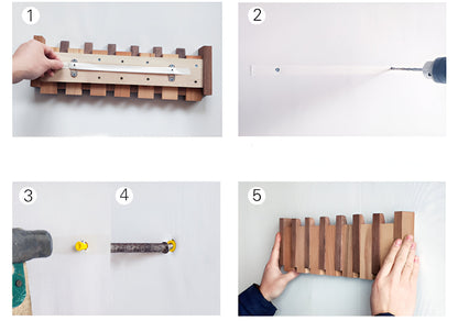 Floroux | Étagère Murale Piano en Bois | Crochets Pliables