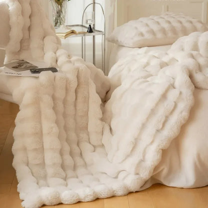 Floroux | Couverture Fausse Fourrure Réversible | Chaleur Hivernale