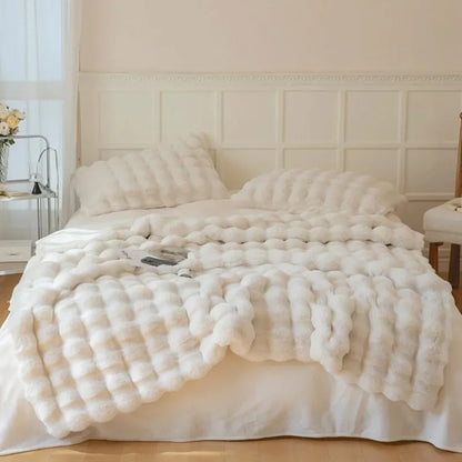 Floroux | Couverture Fausse Fourrure Réversible | Chaleur Hivernale