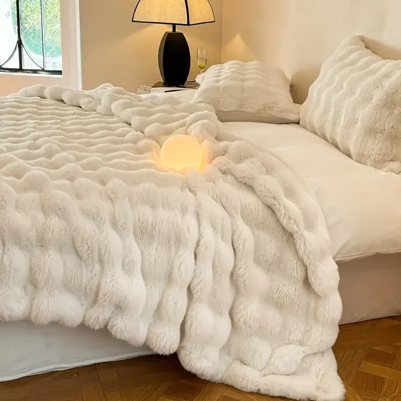 Floroux | Couverture Fausse Fourrure Réversible | Chaleur Hivernale