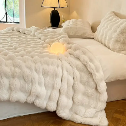 Floroux | Couverture Fausse Fourrure Réversible | Chaleur Hivernale