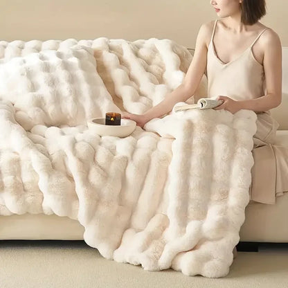 Floroux | Couverture Fausse Fourrure Réversible | Chaleur Hivernale