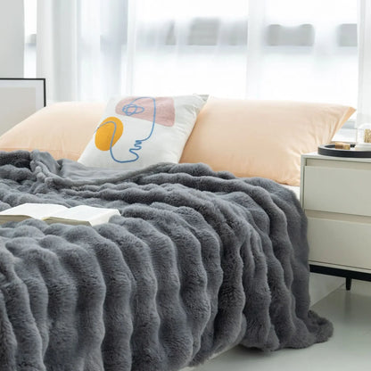 Floroux | Couverture Fausse Fourrure Réversible | Chaleur Hivernale