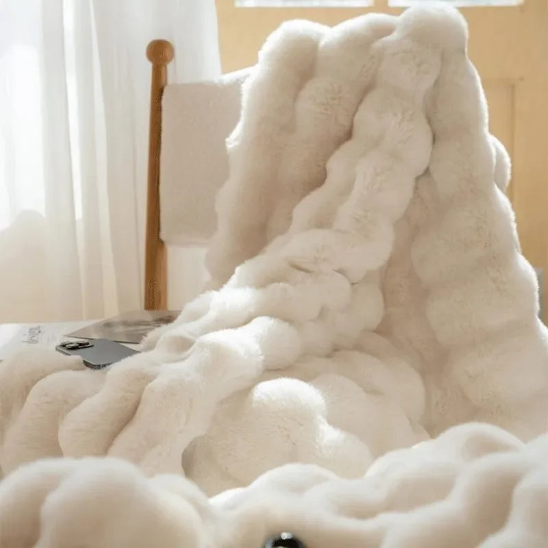 Floroux | Couverture Fausse Fourrure Réversible | Chaleur Hivernale