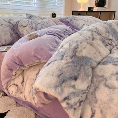 Floroux | Parure de Lit Fausse Fourrure Réversible | Luxe et Douceur