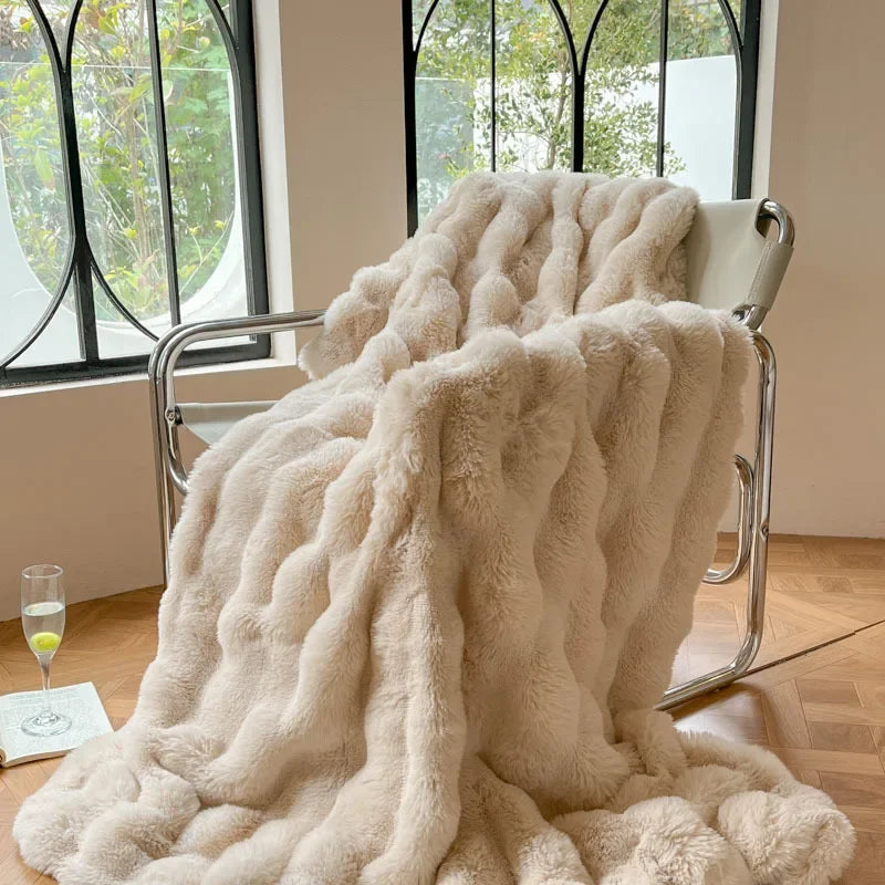Floroux | Couverture Fausse Fourrure Réversible | Chaleur Hivernale