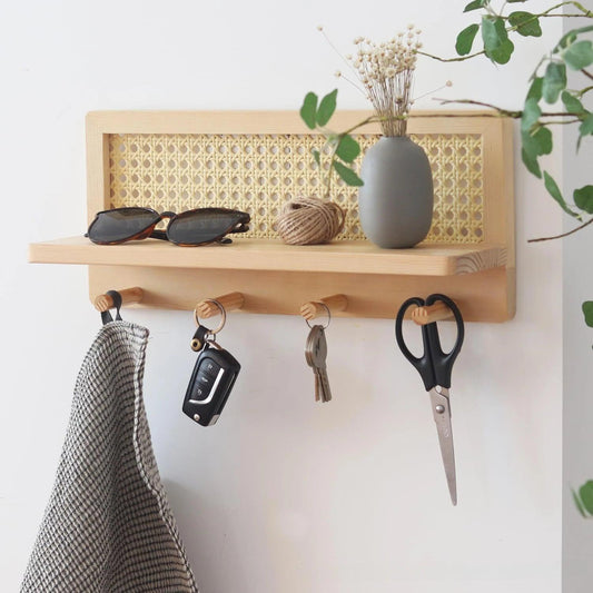 Floroux | Étagère Murale Japandi en Bois | Rangement Minimaliste