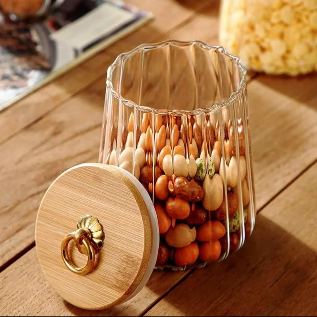 Floroux | Bocal en Verre avec Couvercle Bambou | Rangement Hermétique