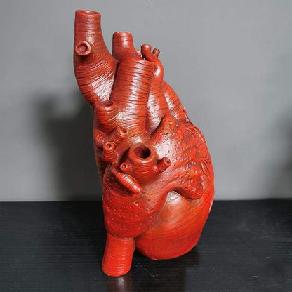 Floroux | Vase Cœur Anatomique | Design Artistique | Blanc, Rouge, Or