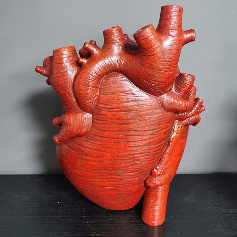 Floroux | Vase Cœur Anatomique | Design Artistique | Blanc, Rouge, Or