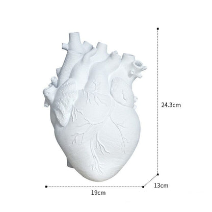 Floroux | Vase Cœur Anatomique | Design Artistique | Blanc, Rouge, Or