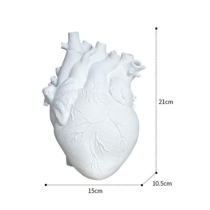 Floroux | Vase Cœur Anatomique | Design Artistique | Blanc, Rouge, Or